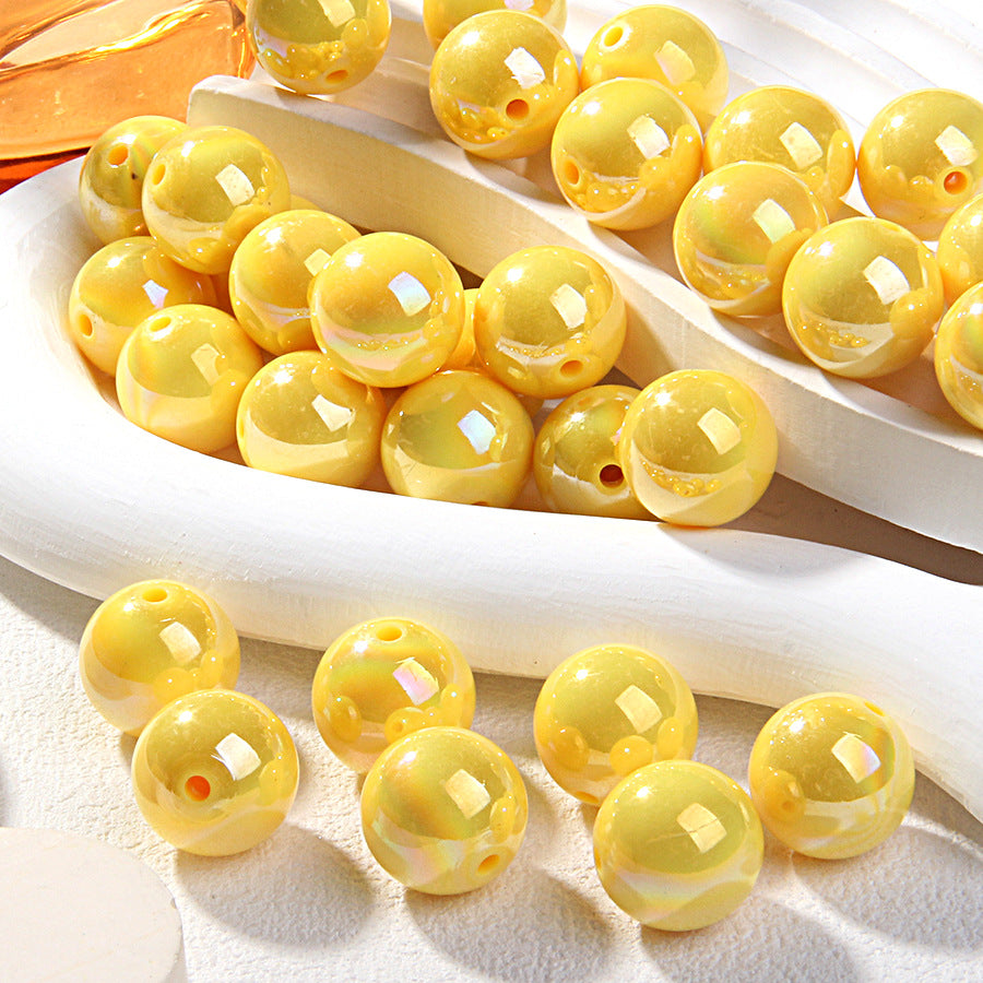 Wholesale 20pcs acrylic plated color beaded hand-painted beads ovules diy