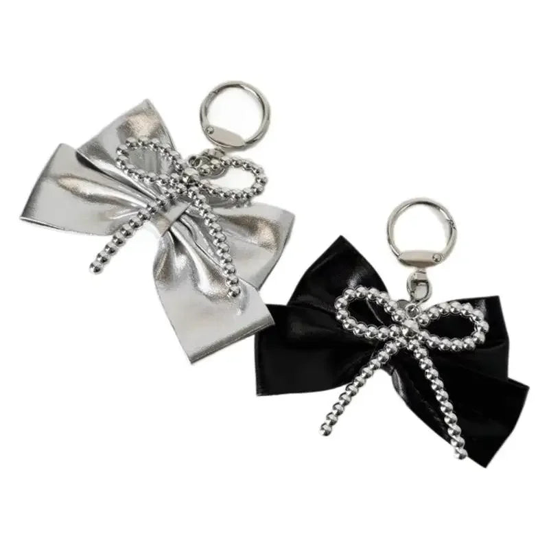 Wholesale ins style silver bow keychain