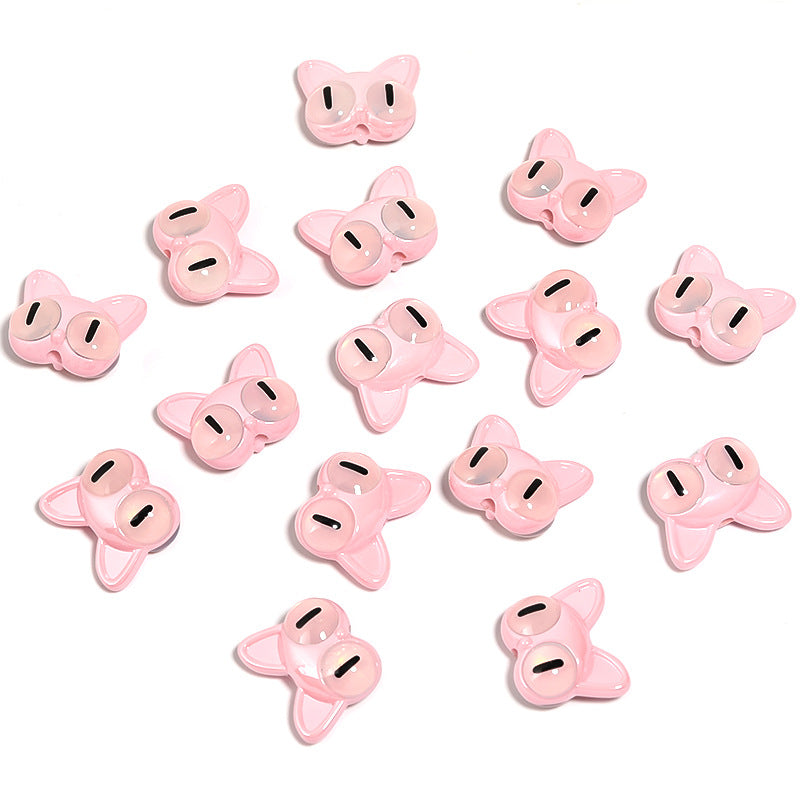 Wholesale 50pcs Cute Night Cat Acrylic Cartoon Double-sided Cat's Eye DIY Beads