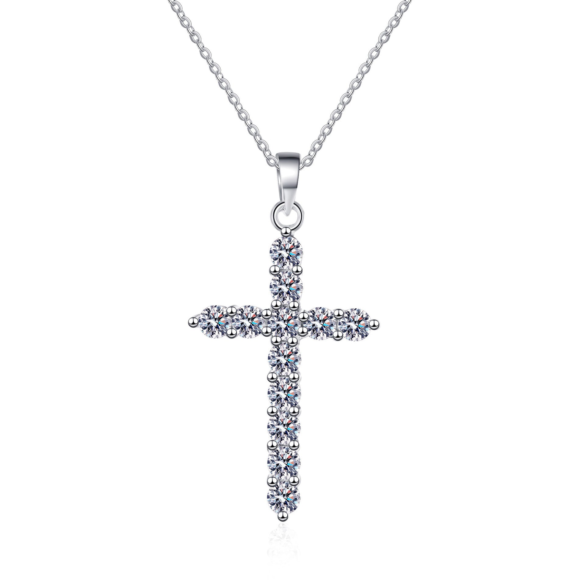 Wholesale 925 Sterling Silver Moissanite Cross Necklace