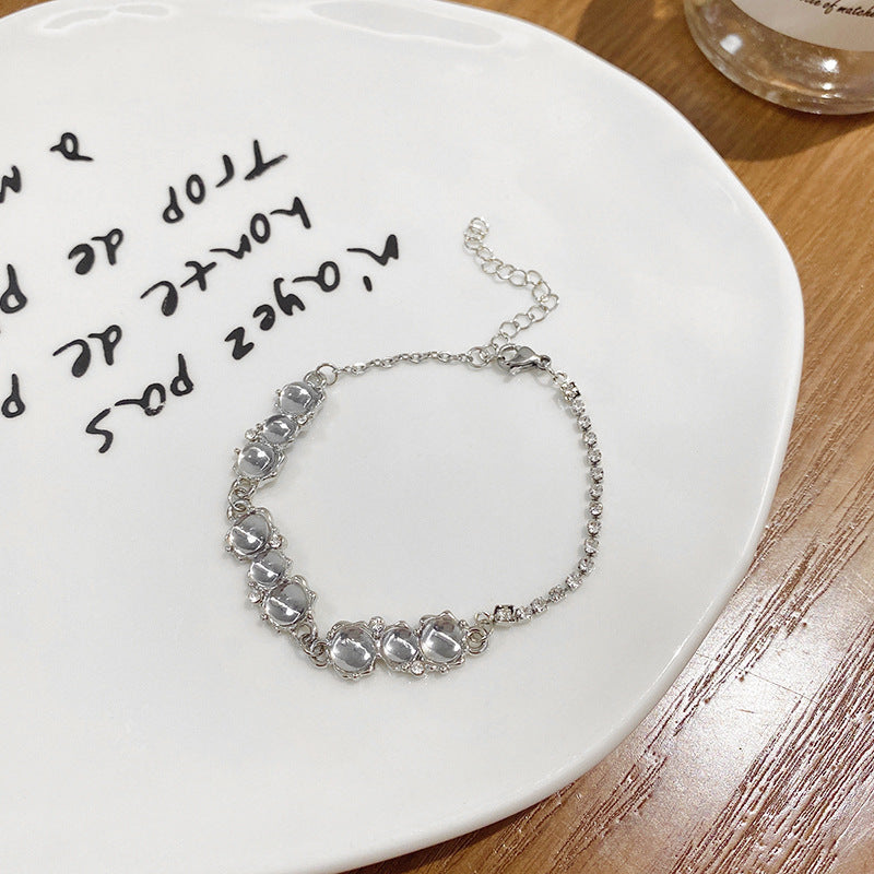 Wholesale Transparent Beads Silver Bracelet