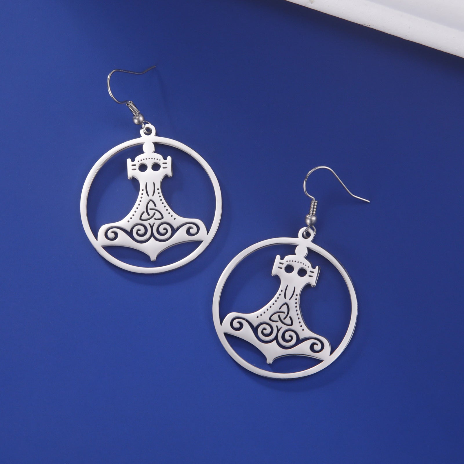 Wholesale Titanium Steel Cut Ring Hollow Earrings