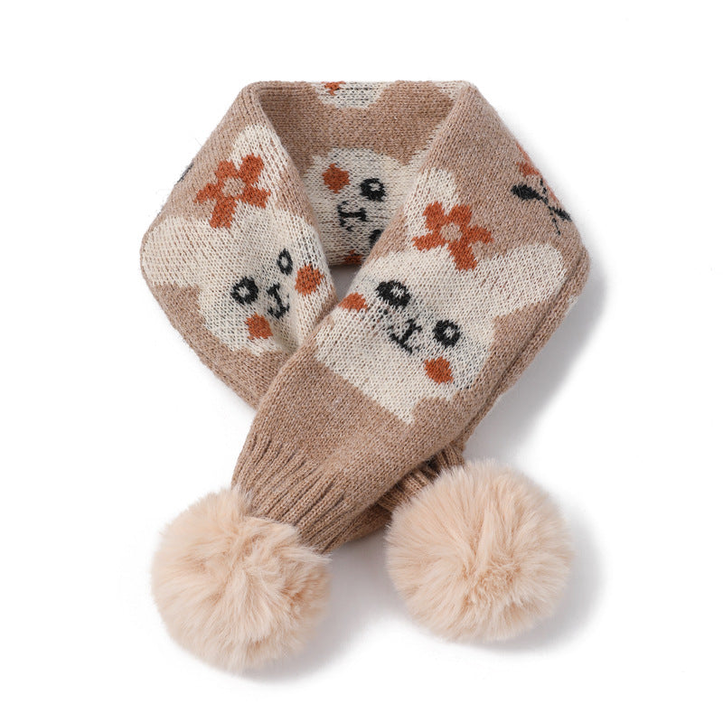 Wholesale Children's Rabbit Hair Ball Knitted Wool Scarves