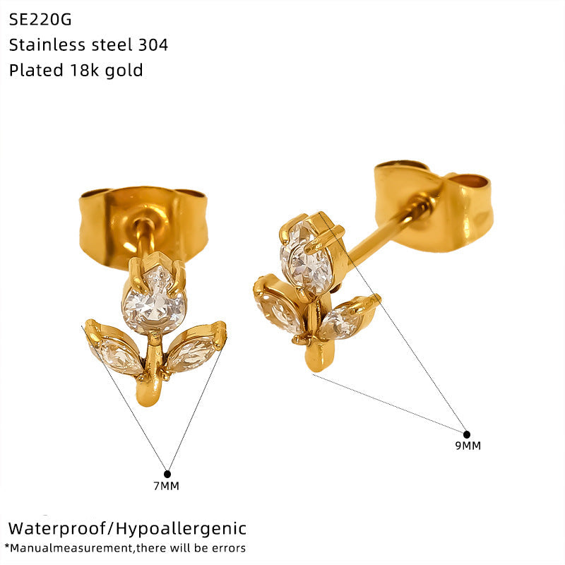 Wholesale niche inlaid zircon Stainless Steel Earrings