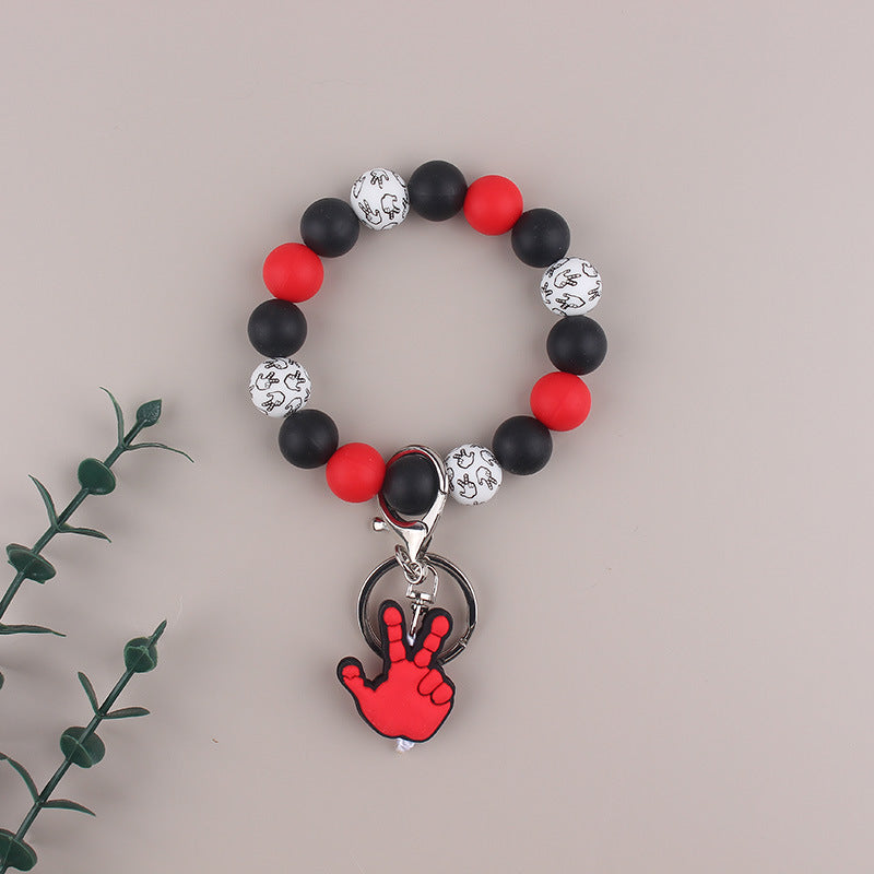 Wholesale Men's Gesture Keychain Silicone Bead Bracelet