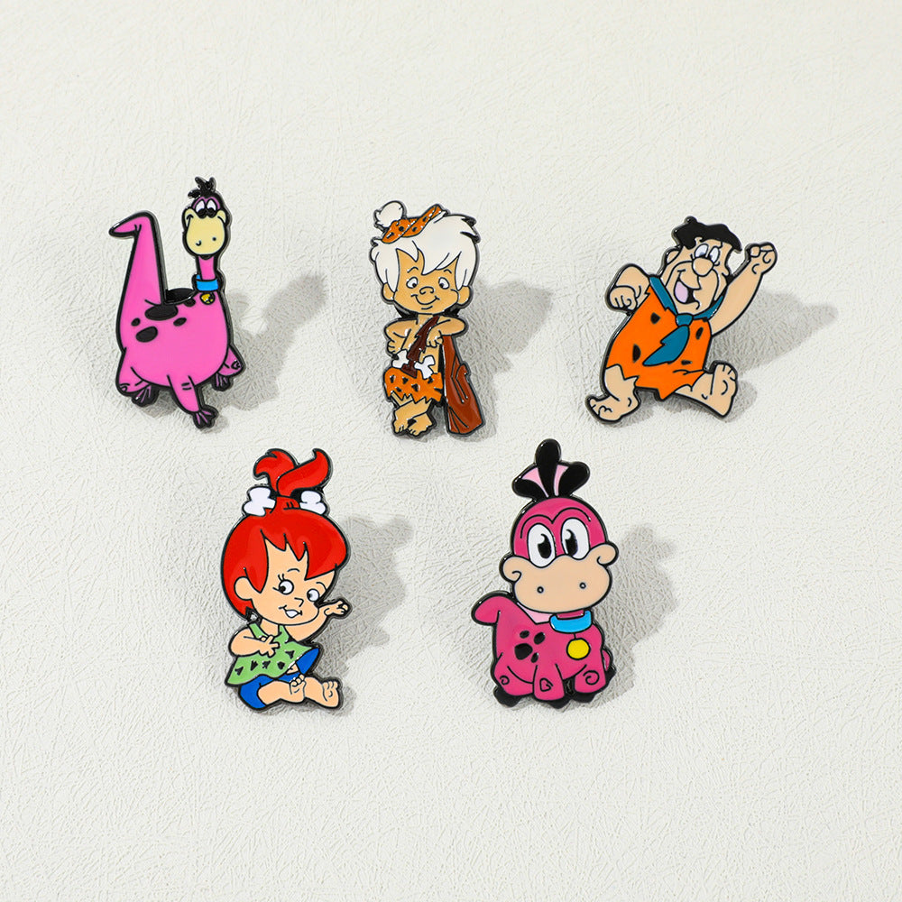 Wholesale 2pcs Alloy Cartoon Dinosaur Brooch Pin Electroplated Drop Oil Finish Trendy Decorative Accent For Bags Hats And Everyday Fashion