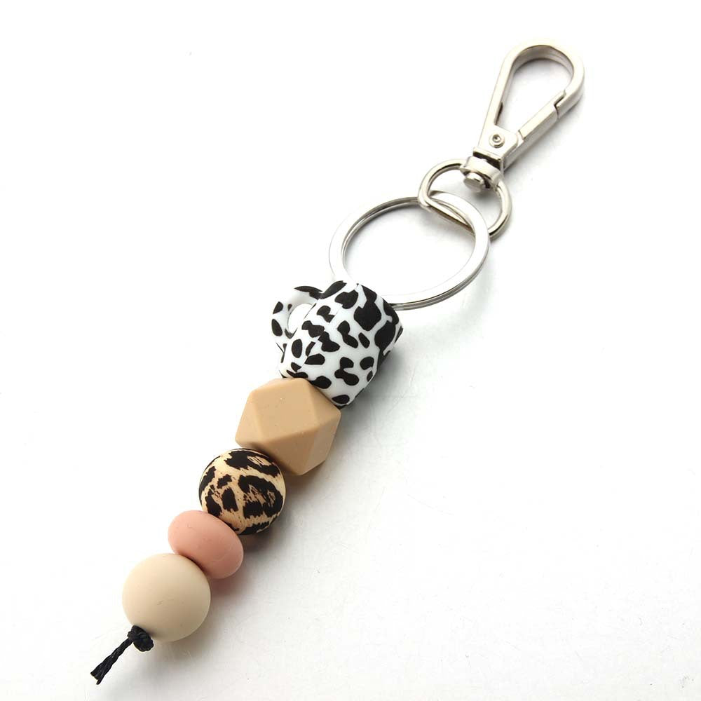 Wholesale Silicone Beads Western Style Leopard Print Keychain
