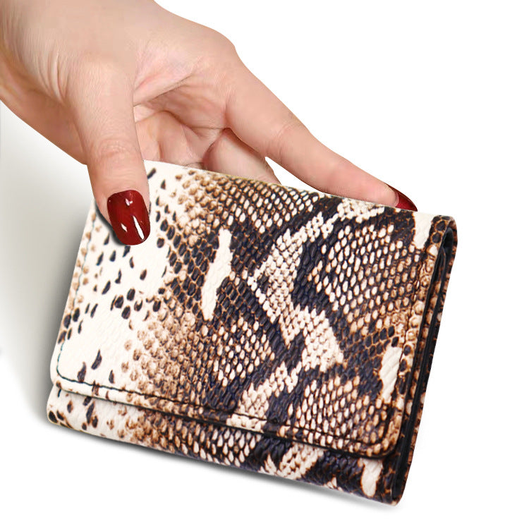 Wholesale PU Short, Ultra-thin, Multi Slot Snake Patterned Zero Wallet