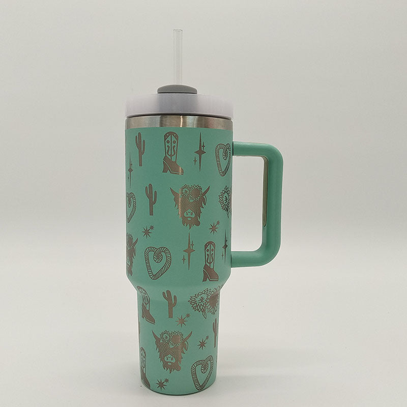Wholesale Tumbler Ice Bullies Cup  Western Style Laser West Highland Cow Thermos Cup Straw Cup 40OZ Car Cup Ice Cup