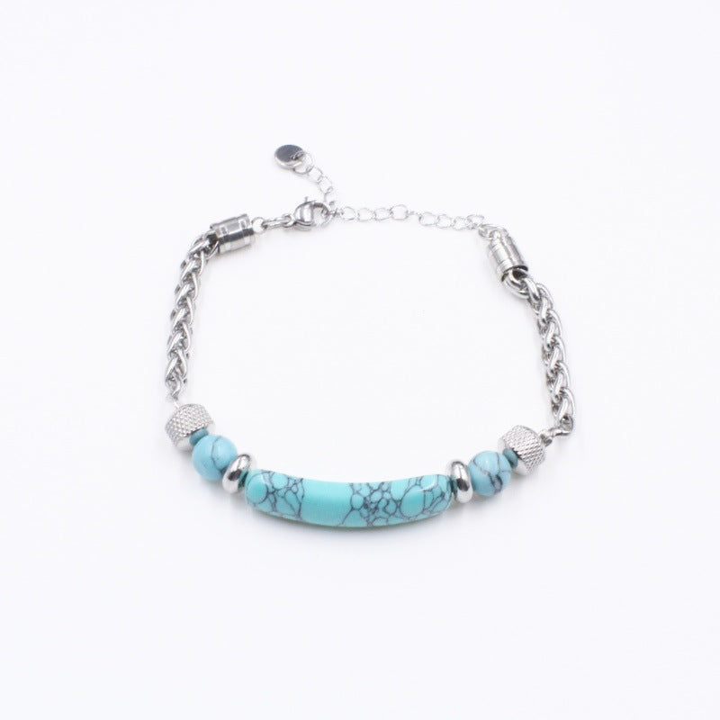 Wholesale Turquoise Patchwork Titanium Steel Bracelets
