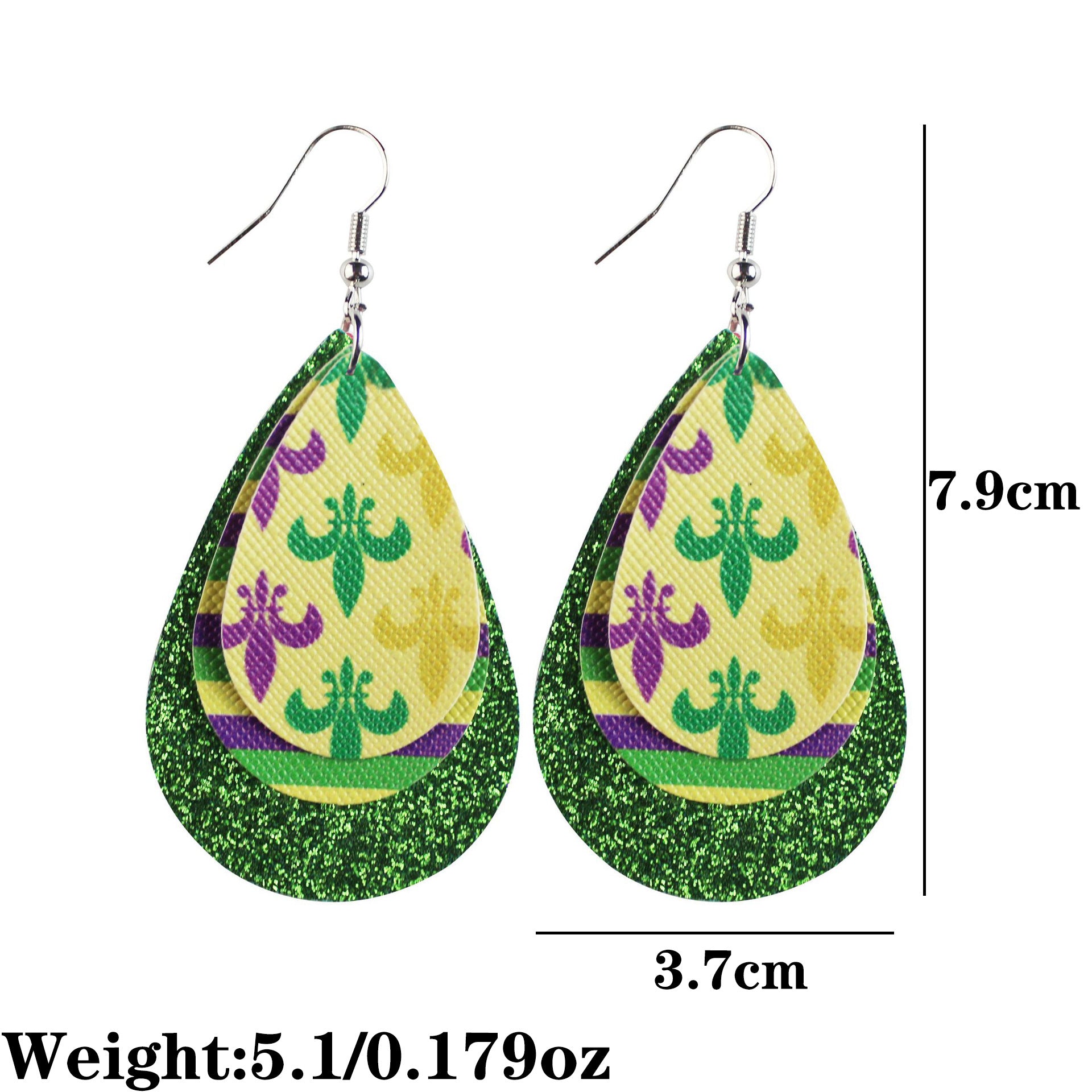 Wholesale Carnival Multi-layered Leaf  Mardi Gras Earrings