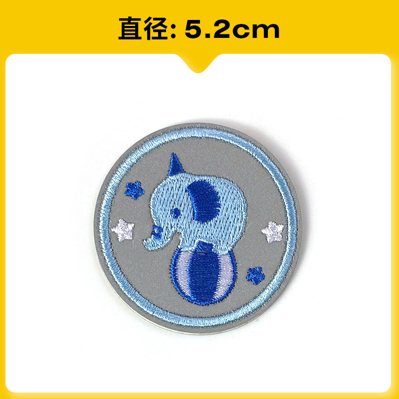 Wholesale Chic Reflective Cartoon Embroidered Patch For Backpack Coat School Bag Safety Decorative Badge