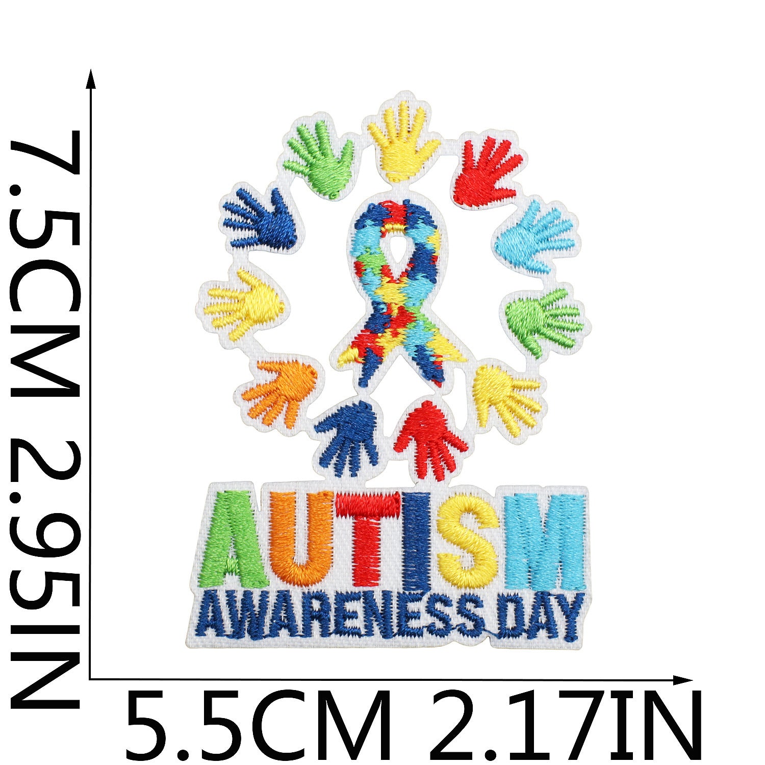 Wholesale Trendy Autism Awareness Embroidered Iron On Patches Butterfly Heart Design Clothing Accessory