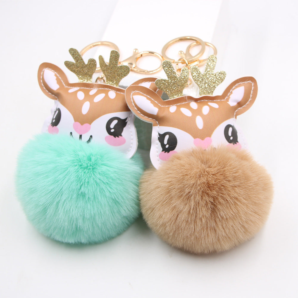 Wholesale Cute Plush Fawn Keychain Cartoon Deer Bag Charm Pendant Christmas Gift Car Key Accessory