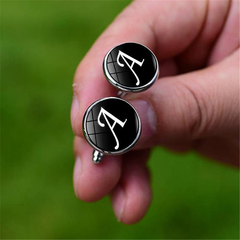 Wholesale Alloy 26 English Letters Time Gemstone Men's Cufflinks