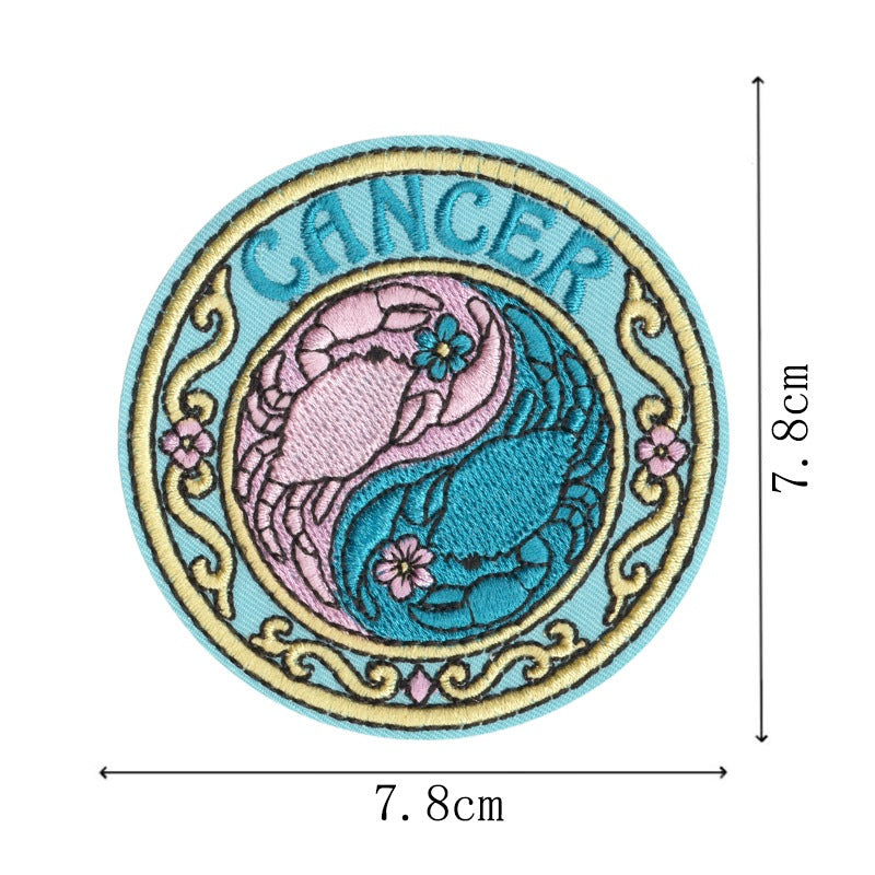 Wholesale Retro Zodiac Embroidered Iron On Patches Set Of 12 Trendy Contion Badges For ets Bags DIY Craft Fashion Accessory