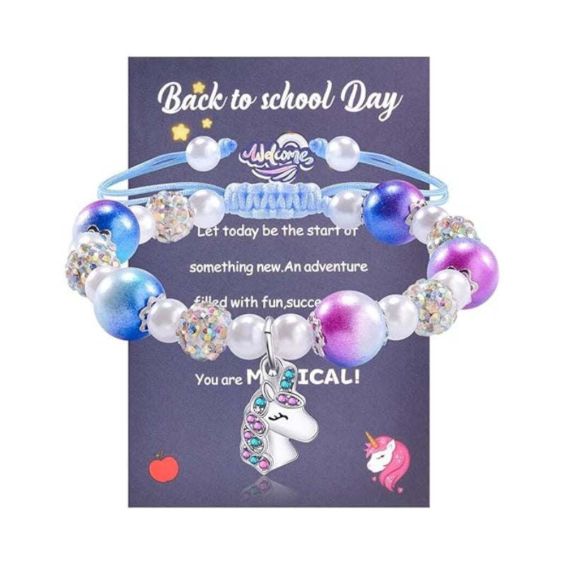 Wholesale Knitted pearl adjustable salamander unicorn pendant bracelet