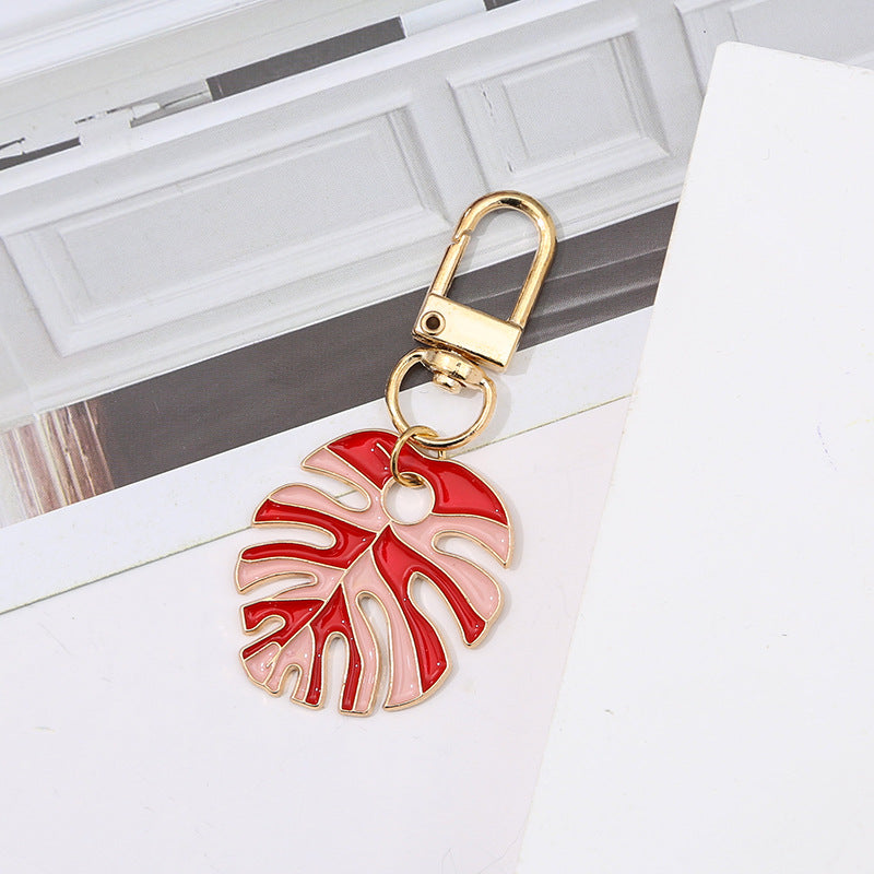Wholesale Alloy Drip Oil Simulation Colored Leaf Turtle Back Leaf Keychain
