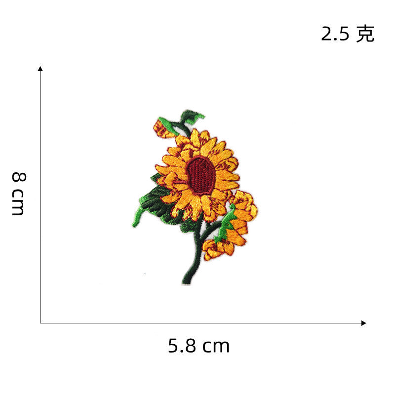 Wholesale Polyester Embroidered Flower Patches Cartoon Bee Sunflower DIY Clothing Decor Resale Accessory