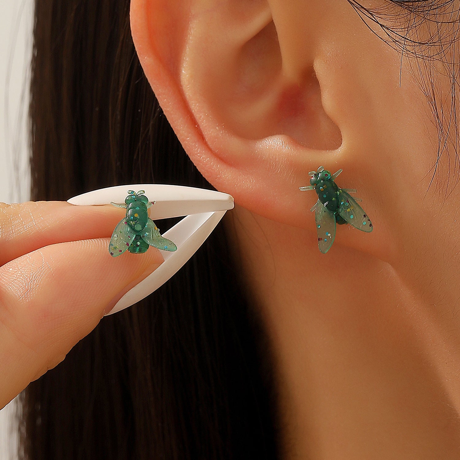 Wholesale Simulated Fly Earrings For Women Resin Funny Prank Insect Jewelry Party Wear