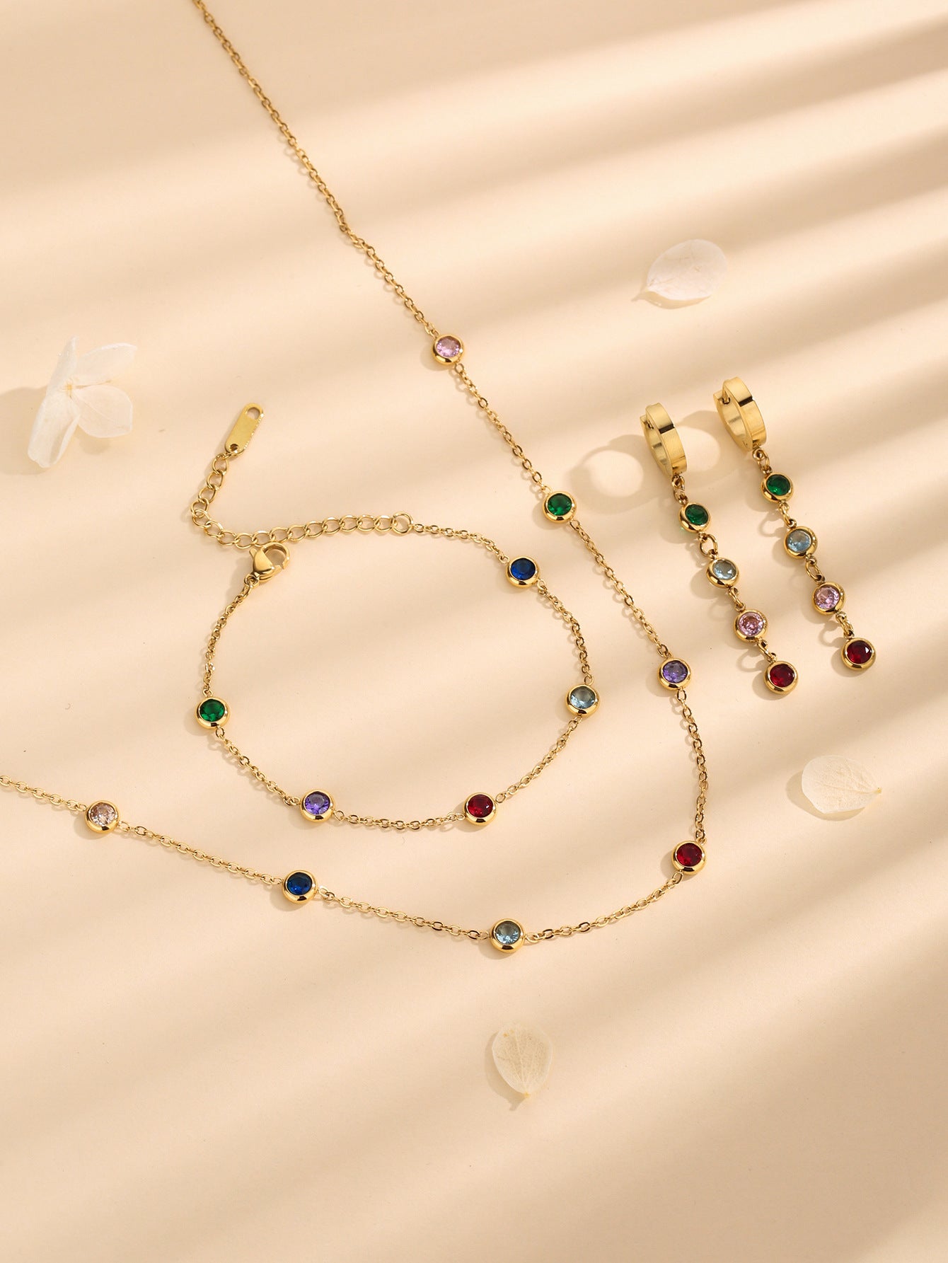 Wholesale Luxury Color Treasure Necklace Bracelet Earrings Set