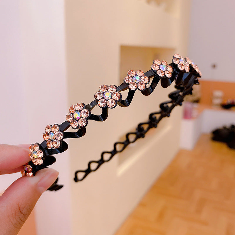 Wholesale Simple Rhinestone Plum Blossom Wave Non-slip Toothed Headband