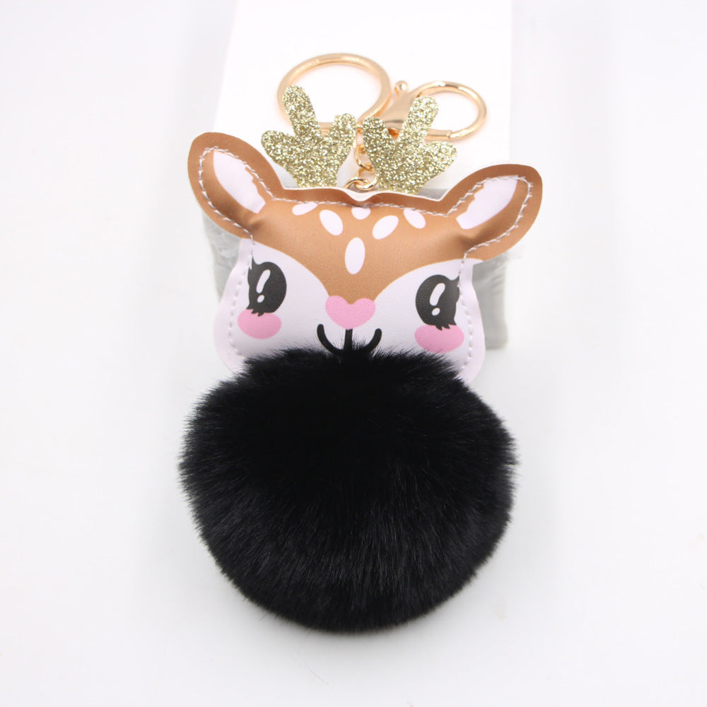 Wholesale Cute Plush Fawn Keychain Cartoon Deer Bag Charm Pendant Christmas Gift Car Key Accessory