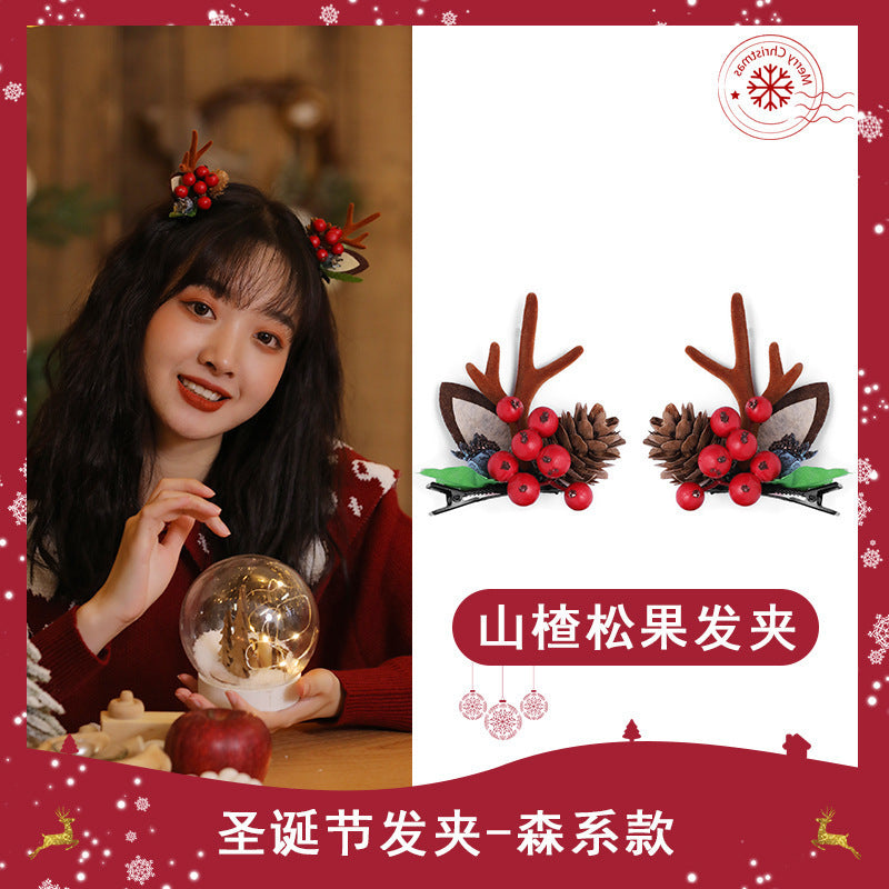 Wholesale Christmas Cute Antler Elk Glowing Plastic Hairpins