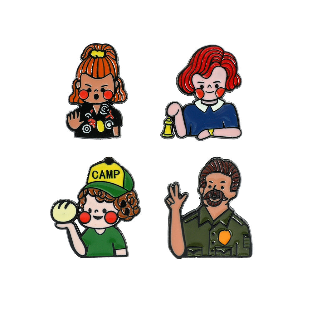 Wholesale 5pcs Cute cartoon metal badge brooch