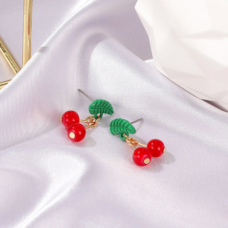 Wholesale long cherry creative design cute earrings