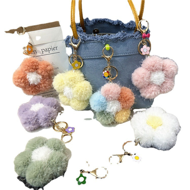 Wholesale Sakura Fur Ball Car Keychain