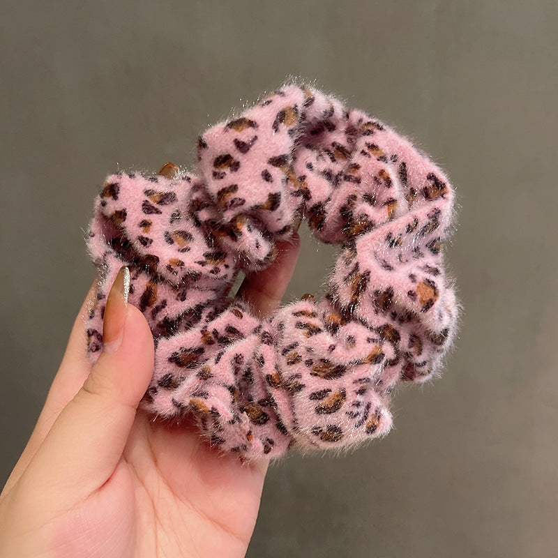 Wholesale Plush Leopard Print Hair Loops