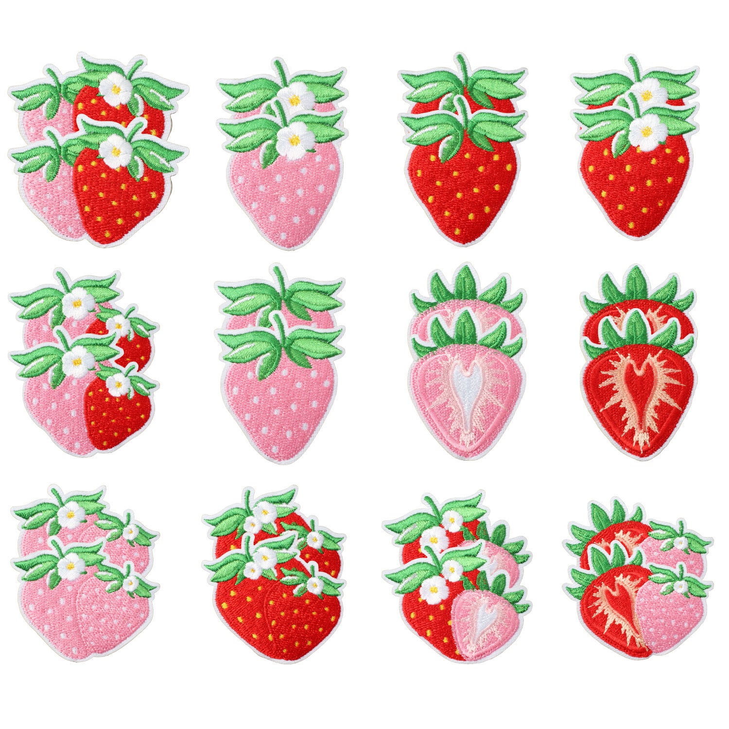 Wholesale Cream Strawberry Iron On Embroidery Patch For Kids Clothing Cute Fruit Applique Decorative Sew On DIY Craft Gift And Boutique Resale