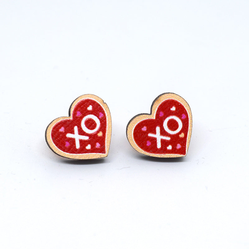 Wholesale Cartoon Valentine's Day Christmas Wood Earrings