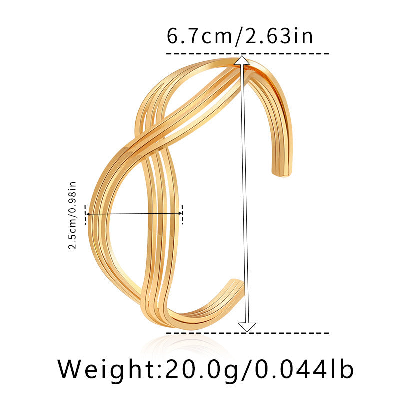 Wholesale Wide-brim Heavy Metal Gold-plated Bracelet