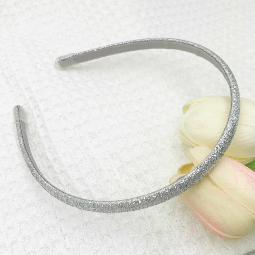 Wholesale Glitter powder retro temperament versatile transparent leather case 0.8cm headband