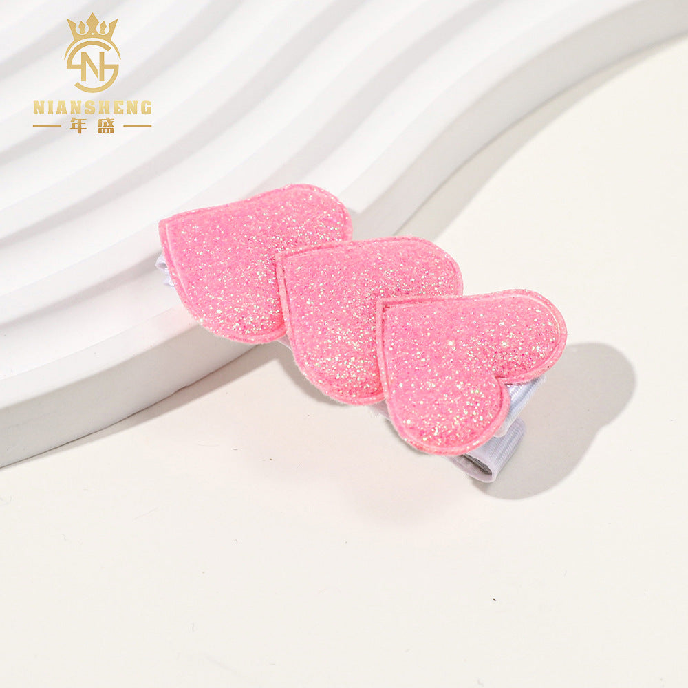 Wholesale Fine powder Valentine's Day heart children's hairpin