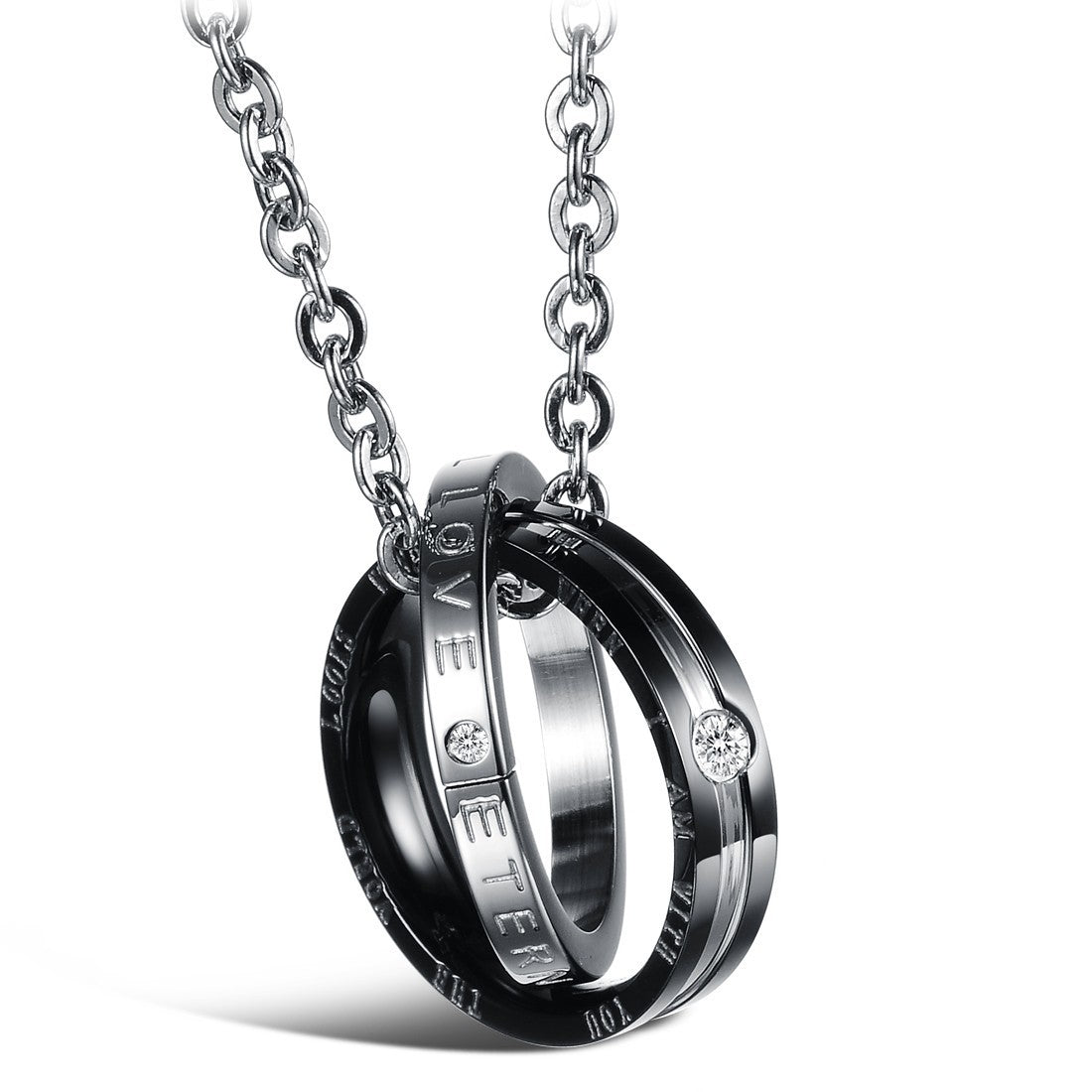 Wholesale Double Ring Stainless Steel Titanium Steel Necklace