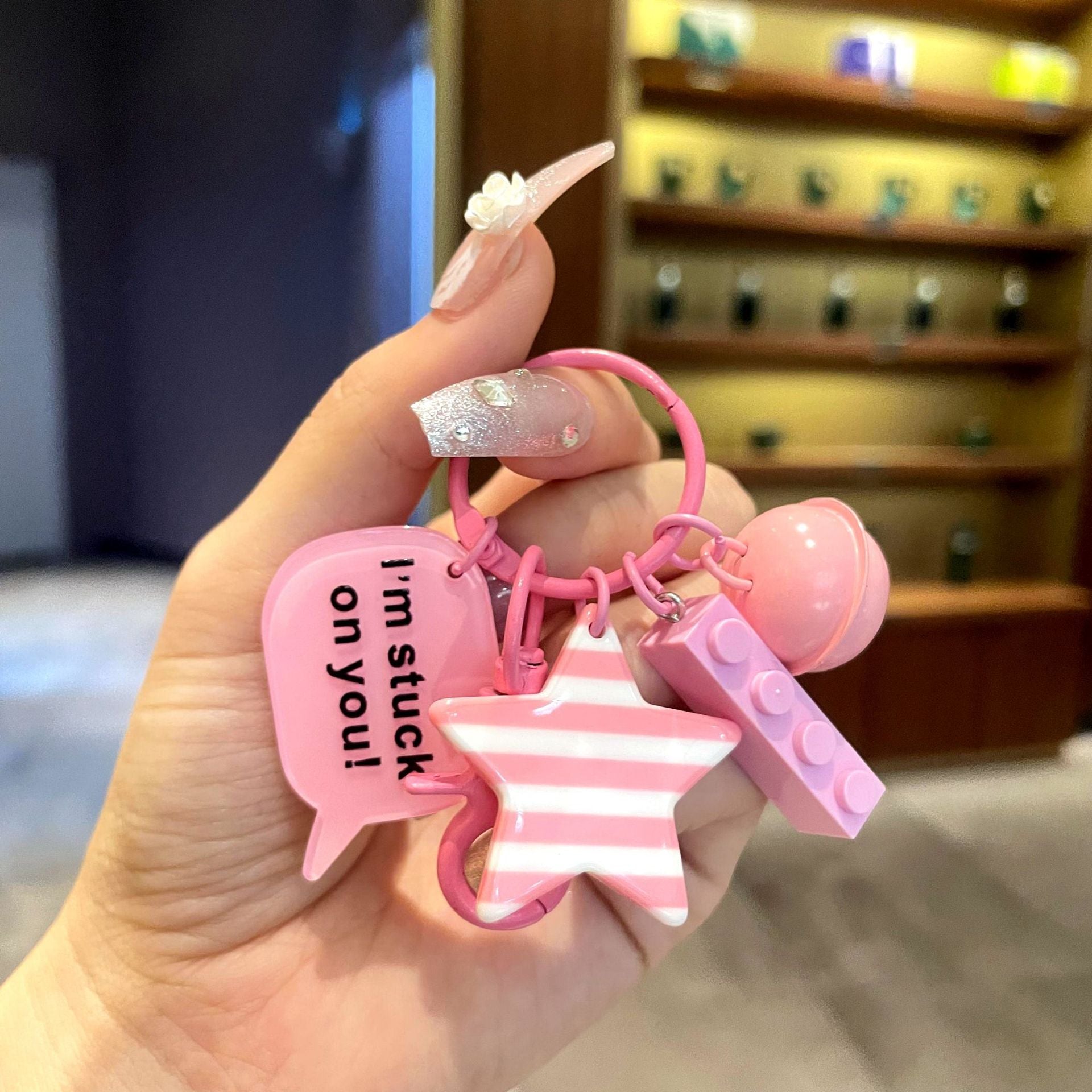 Keychain de bloque de bloques de construcción acrílico al por mayor