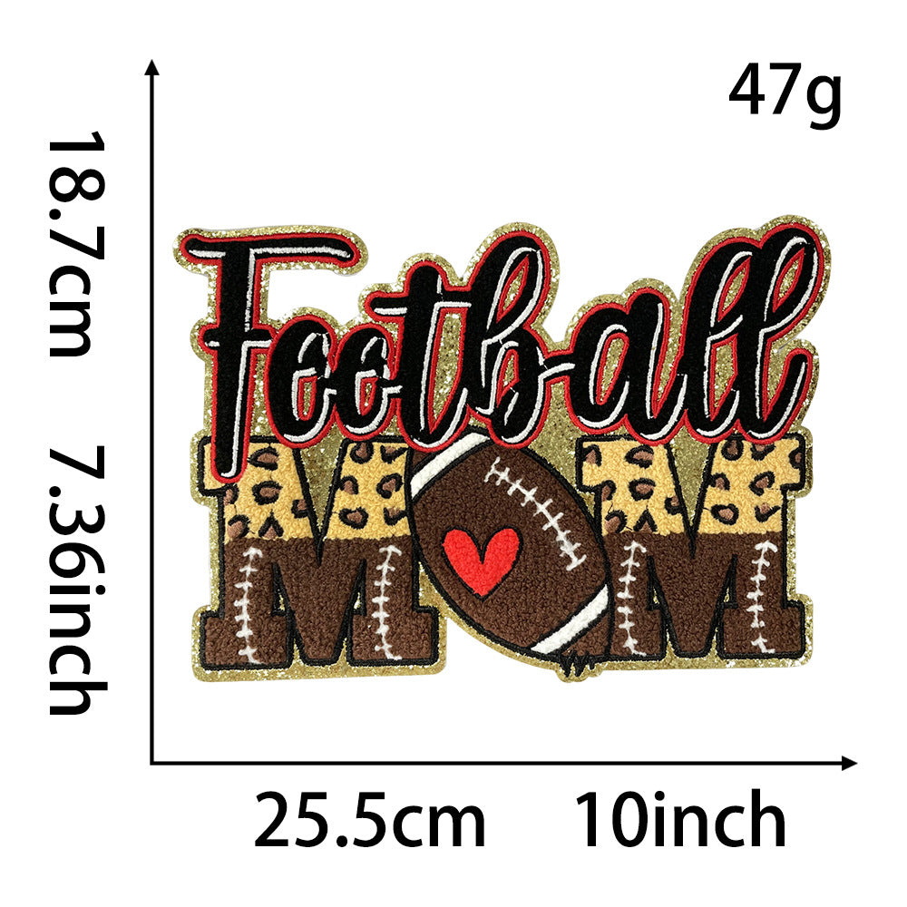 Wholesale Casual Towel Embroidered Sports Mom Patch For Coats Football Soccer Basketball Design DIY Sewing Accessory
