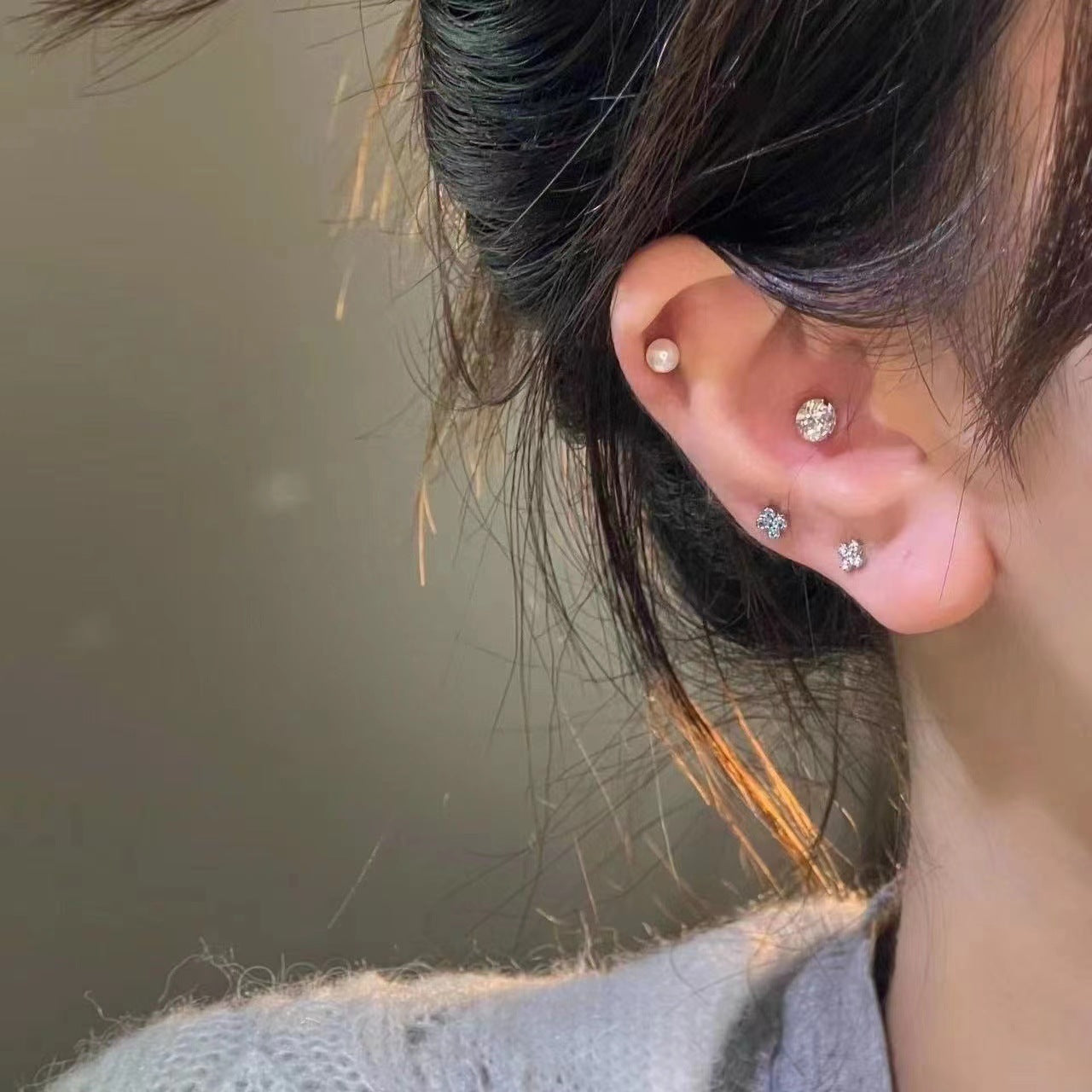 Wholesale Mini cross ear bone studs, no need to remove the ear care cochlear studs