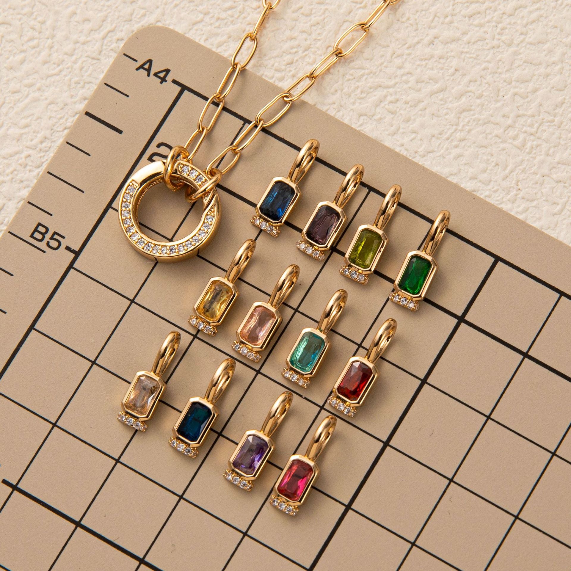 Wholesale Electroplated Copper Twelve Birthstone Necklace For Women Sweet Simple Chic Jewelry Gift