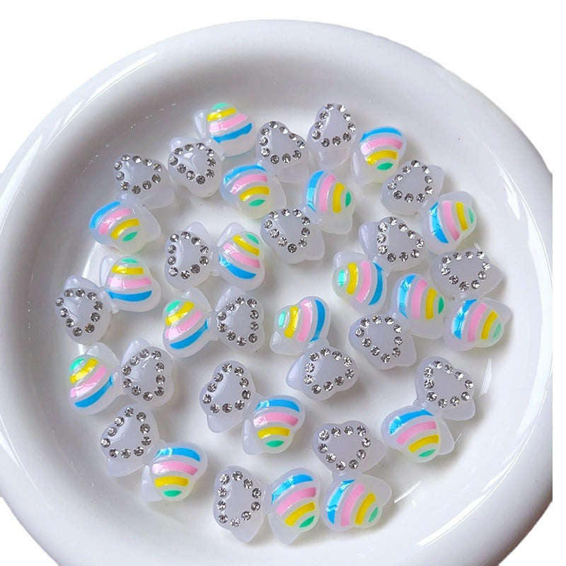 Wholesale Glow-in-the-dark rainbow bow straight beaded  Acrylic Beads
