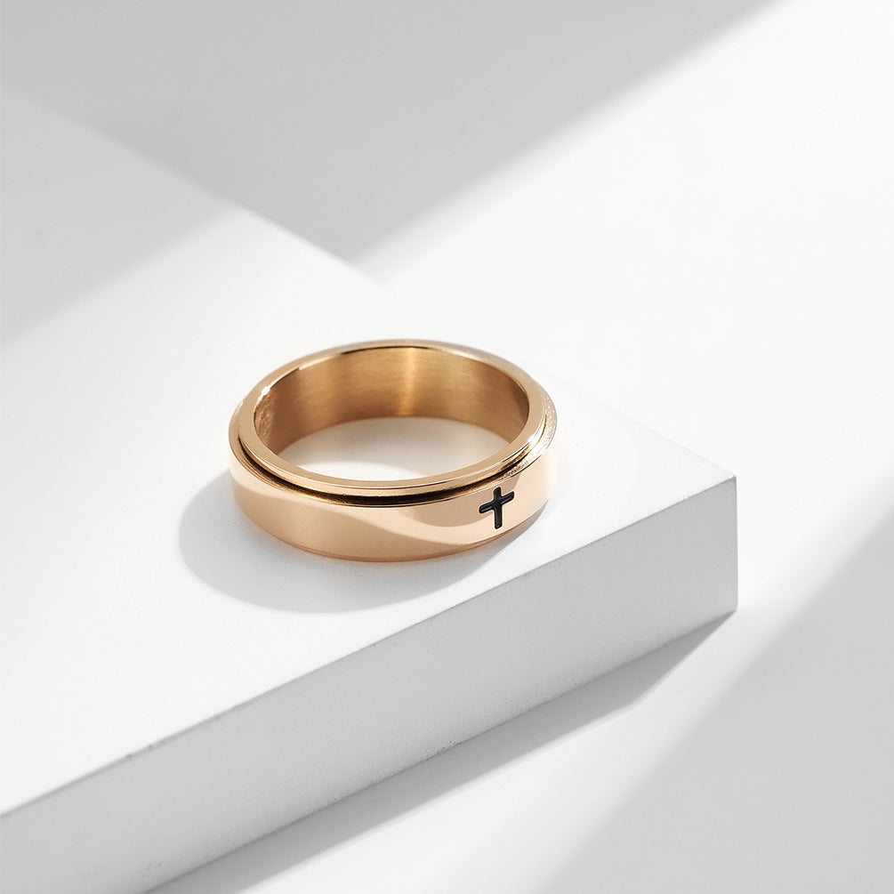 Wholesale Cross rotatable stainless steel ring