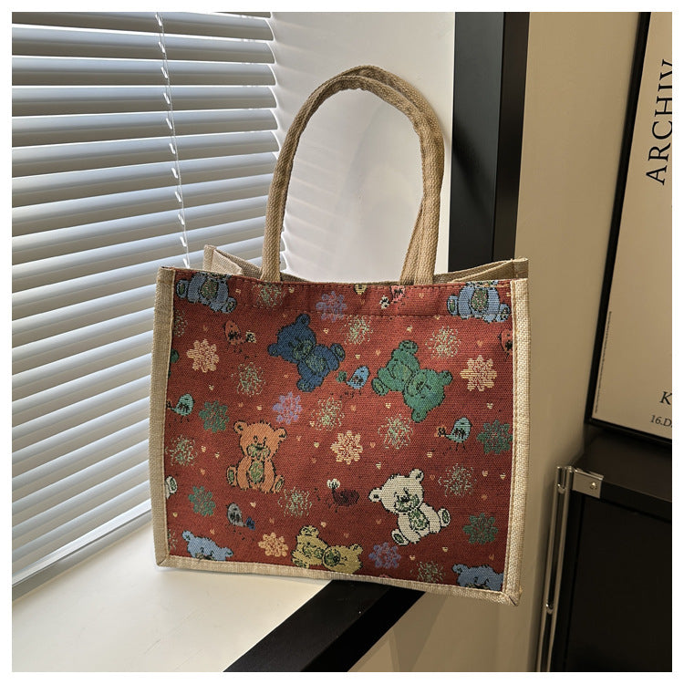 Wholesale Printed Linen Tote Bag Single Shoulder Underarm Bag