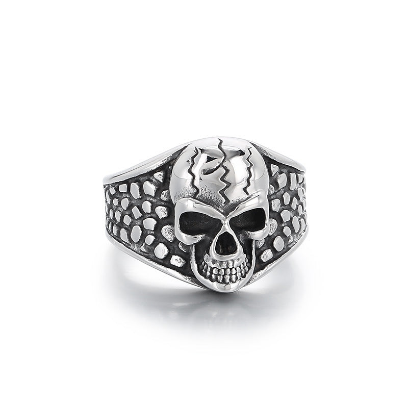 Wholesale Hip-hop punk style skull stainless steel men's ring