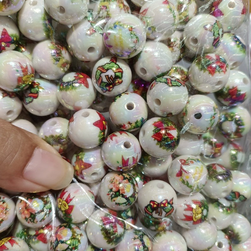 Wholesale 200pcs 16mm UV-plated Colorful Christmas Beads