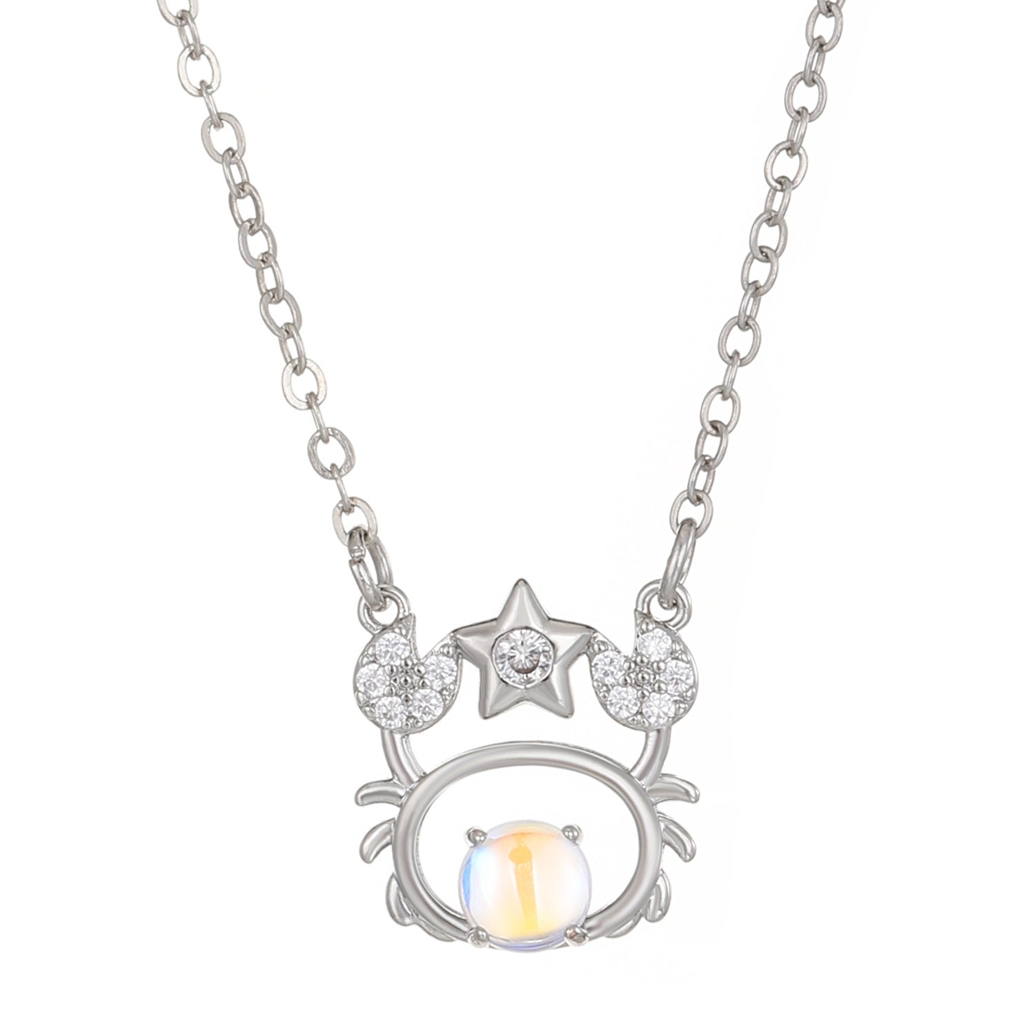 Wholesale Copper Constellation Diamond Hollow Moonstone Necklace