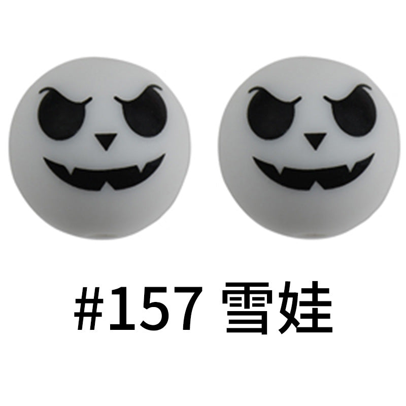 Wholesale 50pcs 16mm Print Silicone Beads Colorful Silicone Water Transfer Beads