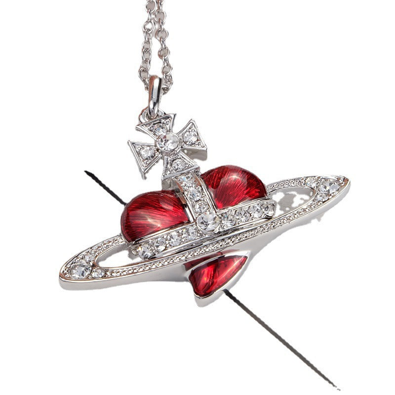 Wholesale Enamel Lacquered Love Saturn Necklace